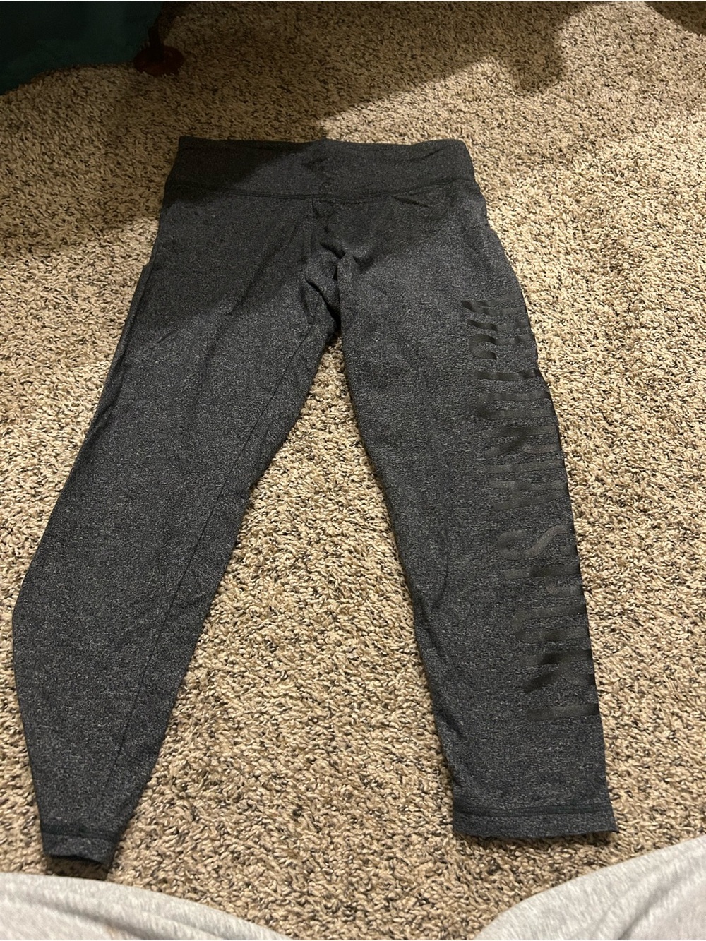 Women’s Dark Gray Capri Leggings with Subtle Side Logo